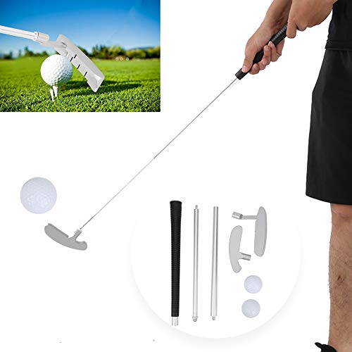 Keenso Golf Putter, Aluminum Dual Hand Golf Training Putter 3 Sections Golf Putter Push Rod Head With 2 Balls #TOP4