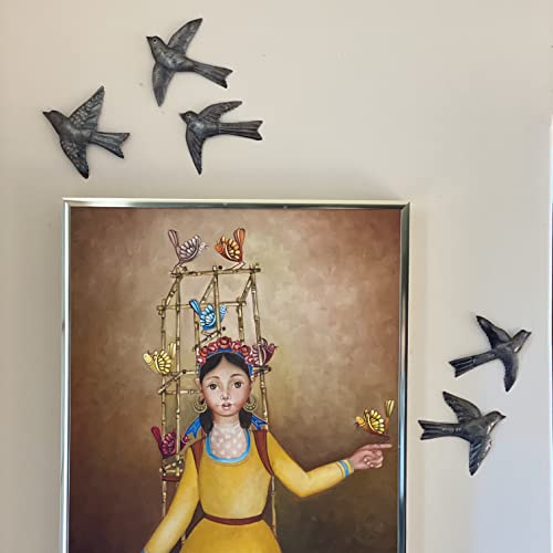 Set Of 5 Birds Wall Decor, Cute Flying Birds, Indoor Outdoor, Handmade, Wall Decorations For Living Room, 6 Inch, Haitian Art #TOP1
