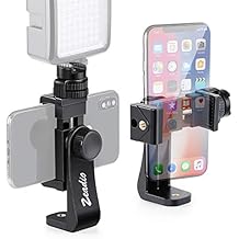Zeadio Tripod Smartphone Mount, Cell Phone Holder Adapter Clamp with Cold-Shoe Mount, Selfie Stick and Monopod Adjustable Clamp, Fits for All iPhone and Android Smartphones