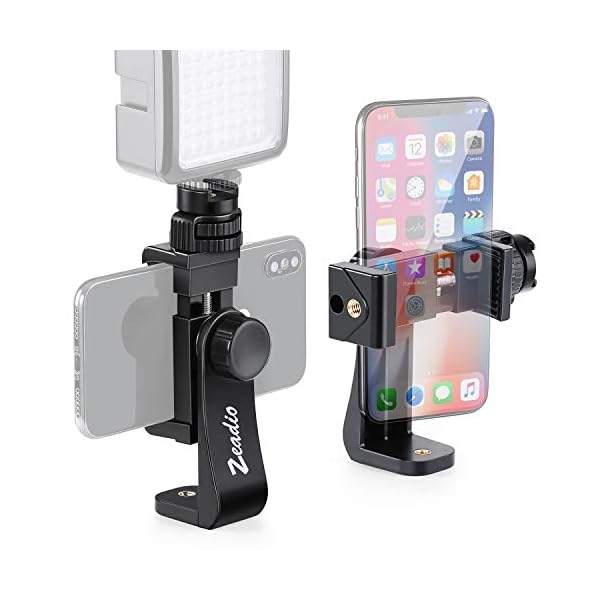 Zeadio Stativ Smartphone Halterung, Handyhalteradapter Klemme mit Kaltschuhhalterung, Selfie-Stick und Verstellbarer…