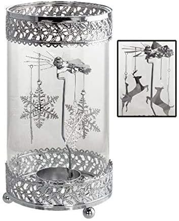 KOVOT Holiday Metal Spinning Tea Light Holder (All Season Theme) | Includes (1) Holder and (8) Interchangeable Seasonal Spinning Designs