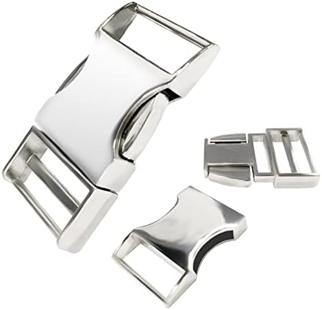 4Pack of 1-Inch Heavy Duty Metal Side Release Buckles,Double Side Quick Release Buckles for Belt,Nylon Strap,Backpacks Webbing Belt,Paracord Bracelet,Pet Collar,DIY projects (Silver)