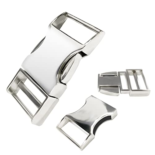 4Pack Of 1-Inch Heavy Duty Metal Side Release Buckles,Double Side Quick Release Buckles For Belt,Nylon Strap,Backpacks Webbing Belt,Paracord Bracelet,Pet Collar,Diy Projects (Silver) #TOP2