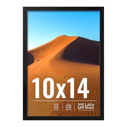 Image of LaVie Home 10x14 Picture Frame for Wall Display, 10x14 Black Picture Frame with HD Plexiglas, 10 x 14 Frame 1 Pack, Display Frame for Vertical or Horizontal, Classic Collection