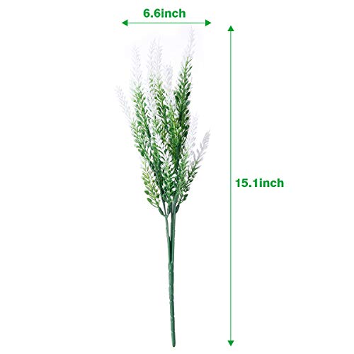 Jemong 8 Bundles Artificial Lavender Flowers Outdoor Uv Resistant Fake Flowers No Fade Faux Plastic Plants Garden Porch Window Box Decorating (Classic White) #TOP7