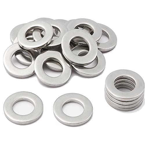 AMLOOPH M10 Washers, M10 x 25mm Metal Flat Penny Washer Thickness 1.5mm- A2 304 Stainless Steel Washers (20 Pack), Large OD Plain Wide Metal Round Flat Spacer Repair Washer for Screws Bolts