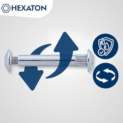 HEXATON Verbindungs­schrauben M4 x 26–35 mm – 100 Stück - Möbel­verbindungs­schrauben aus vernickeltem Stahl