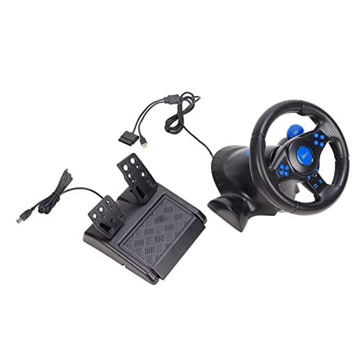 Racing Wheel 180 Degree Rotation PC Game Racing Wheel Vibration Support USB Power Supply for PS2