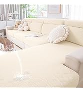 hyha Waterproof Couch Cushion Covers, Stretch Magic Sofa Seat Slipcover, Waterproof Sectional Cou...