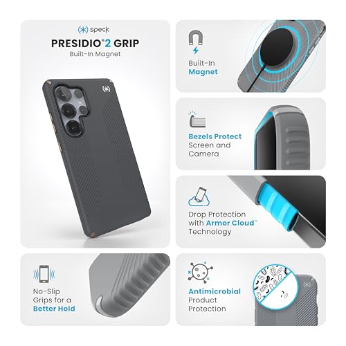 Image of Speck Samsung Galaxy S25 Ultra Case - Magnet Case, 13-Foot Drop Protection, No-Slip Grips - Samsung S25 Ultra Case Magsafe - Raised Bezel and Enhanced Buttons - Presidio 2 Grip(Pack of 1)