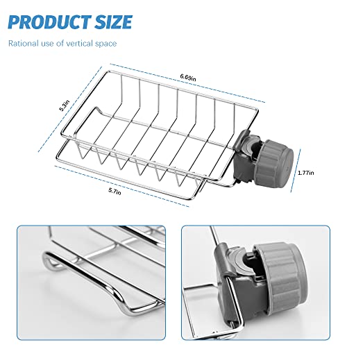 Quimoy Sponge Holder For Kitchen Sink,Sponge Holder Over Faucet Kitchen Sink Caddy Organizer, Faucet Drainage Shelf, Stainless Steel Detachable Hanging Faucet Drain Rack For Kitchen Bathroom #TOP2