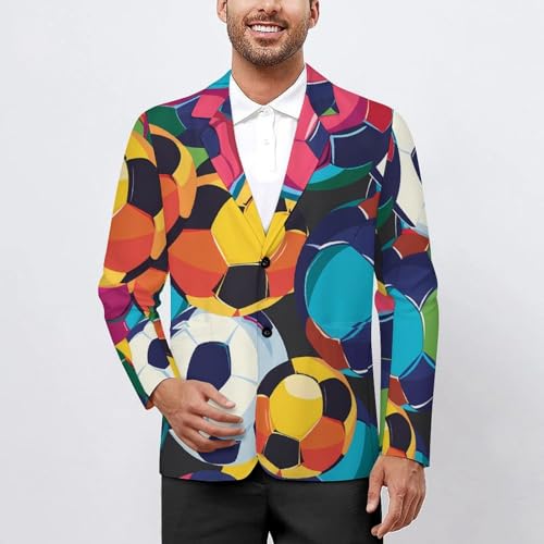 Colorful Soccer Balls Mens Casual Blazer Button Suit Jacket Lightweight Sport Coat for Work Business2