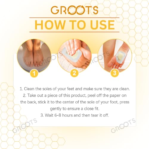 Image of GROOTS Foot patch Detox Foot patches Pain Relief Detox patch Cleansing Toxin Remover Foot Pads Detoxify Stress Relief Sleep Patch for Detoxification For Men And Women (1 BOXES = 20 Patches) ((20 count) pack of 2)