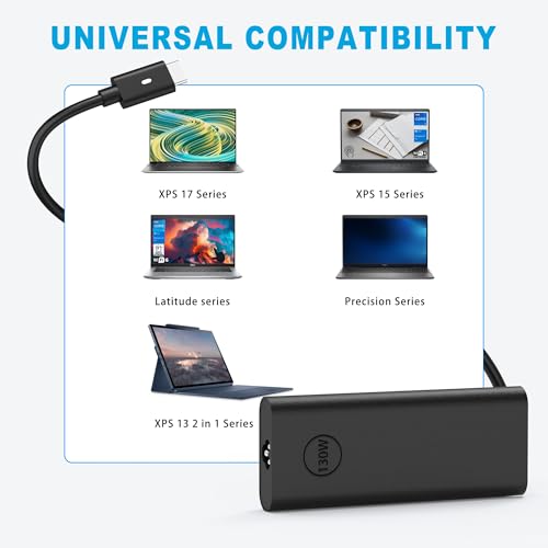 Image of NELEBUTO 130W USB C Charger Compatible with Dell XPS 15 9575 | Compatible with XPS 17 Precision 5530 5550 5750 3560 DA130PM170 HA130PM170 K00F5