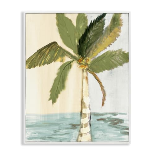 Stupell Industries Green Palm Tree Leaves Coconuts Oceanfront Beach, Design by Robin Maria