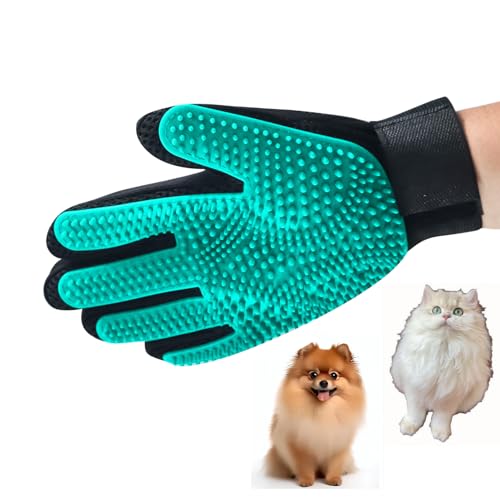 1 Pair Reusable Pet Hair Remover Gloves,Gentle Pet Shedding Glove Brush,Glooming Gloaves,Massage Mitt with Enhanced Five Finger Design - Perfect for Dogs & Cats with Long & Short Fur