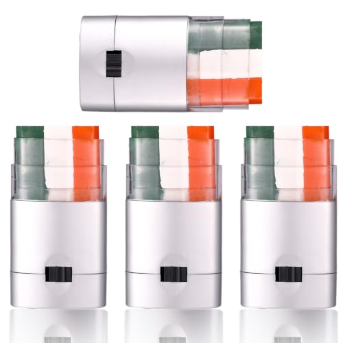 4pzs Verde Blanco Naranja Barra Pintura Facial, Mezclable 3 Colores Pintura Facial para Eventos Deportivos & Festival Irlandés de San Patricio Fútbol Americano Béisbol Fútbol Adultos Atletas