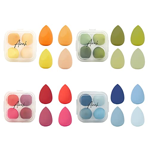 Beauty Blenders (Pack of 4) Makeup Sponges with Sponge Holder Case, Face Moisturiser Protective, Best Powder Puff & Makeup Sponges in Market, 100% Latex-Free Beauty Blender (Green Avocado)