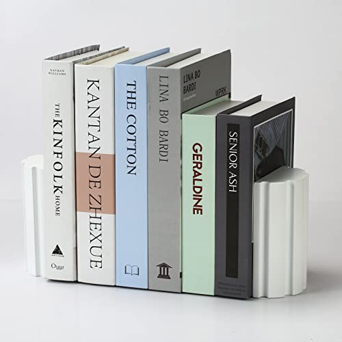 Everbbking Wood Handmade Bookends,Non-Skid Bookend, Decorative Heavy Duty Wood Book End(White) #TOP1