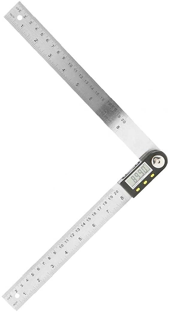 Celownik kątowy, linijka kątowa, cyfrowy celownik kątowy Kątomierz Linijka ze stali nierdzewnej 0-200 mm Wyświetlacz LCD do pomiaru obróbki drewna, narzędzia sprzętowe Kątomierz
