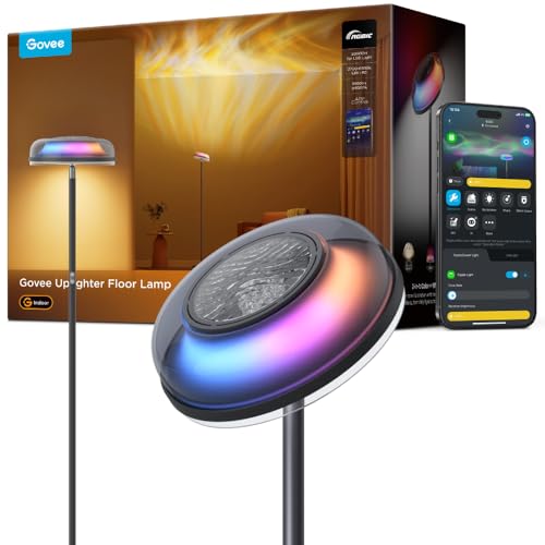 Govee Uplighter Floor Lamps Tri-Zone Independent RGBIC Ripple Lighting Lamp