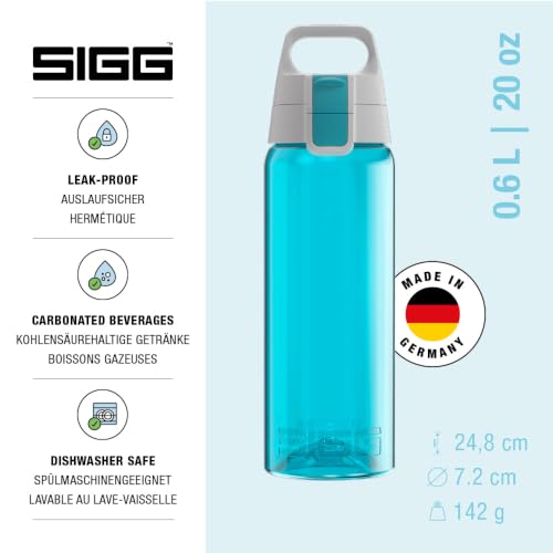 Sigg Total Color Aqua, Sport Trinkflasche, 0.6 L, Tritan, BPA frei, Aqua – Ansicht 2