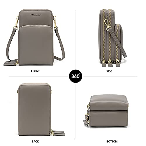 Image of myfriday Small Cell Phone Crossbody Bag, Multi-pocket & 6 Card Slots | 6 card slots, multi-pocket zipper layout and soft synthetic leather keep phone, lipstick, coins and keys ready outdoors