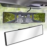 Rear View Mirror, Universal 11.4 Inch Interior Clip On Panoramic Convex Mirrors, HD Anti Glare Wide Angle and Reduce Blind Spot, Extended Rear View Mirror for Cars, SUVs, Trucks, Vehicles