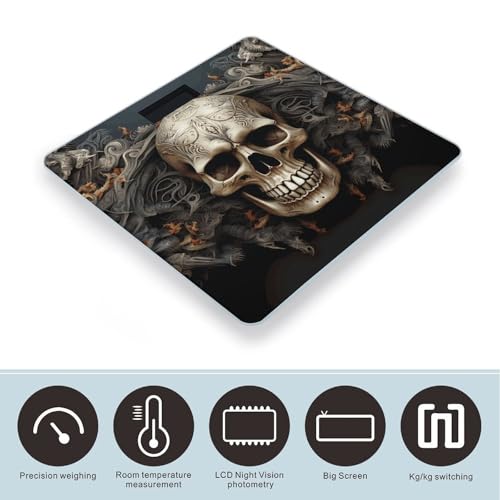 Báscula digital de baño con pantalla LCD y cinta métrica miniatura 3