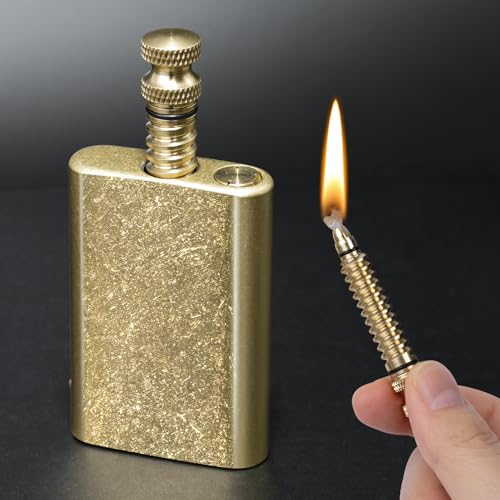 SOMGEM Vintage Lighter Permanent Match Cool Pipe Lighter Fluid Refillable Brass Trench Lighters Creative Auto Fire Starter EDC Reusable Infinite Matches