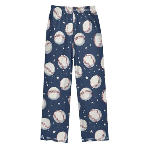 Baseball Pattern Cute Pajama Pants, Soft Sleepwear Lounge Pants Pajama Pj Bottoms for 6-14 Years2