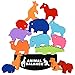 FORMIZON Juguete de Equilibrio, Juguetes de Madera para Apilado, Juguete de Educativo Temprano, Montessori Juego de Apilar Bloques de Animales, Juguetes Educativos para Niños (Animales terrestres)