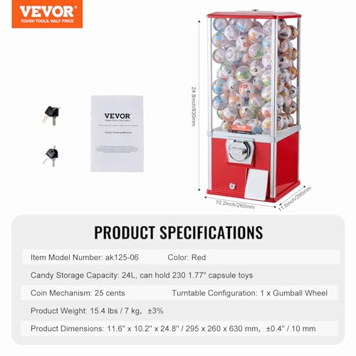 Vevor GUMBALL MACHINE25 CENTS Gumball Machine For Kids thumb #6
