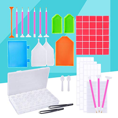 EXCEART 66pcs Diamond Painting Accessories Kits DIY 5D Diamond Embroidery Tool Full Rhinestones Boxe