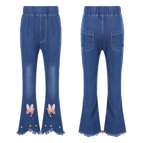 YiZYiF Toddler Girls' Stretch Denim Jeans High Waist Flared Bell-Bottoms Wide Leg Ruffled Trousers Casual Bootcut