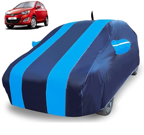 Image of Auto Hub Car Cover Compatible with Hyundai I20 (Model : 2008-2019) with Antenna & Mirror Pocket, Weather Proof, Triple Stitched, I20 Car Cover- Navy-Blue