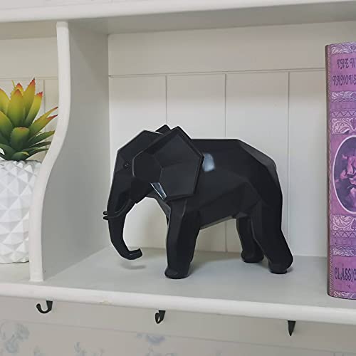 Howfield Home Decor Abstract Elephant Sculpture - Modern Geometric Elephant Resin Statues Accessories Crafts Sculpture Ornaments (Black) #TOP3