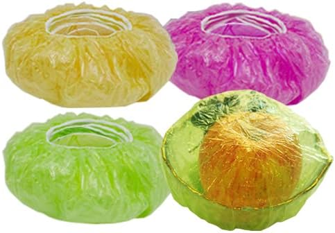 GoldPaddyElastic Food Covers,Reusable Colorful Bowl Covers Dish Plate Plastic Covers for Family Outdoor Picnic 3 Different Sizes (96 Pieces)