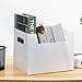 Lurrose 2pcs White Desktop Book Storage Boxes 29x20x25cm Thickened Frosted Plastic Dual-Handle Organizers for Office and Student Book Holders