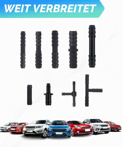 Xibao Universal Automotive Schlauch,Hochleistungs-Silikon-Vakuumschlauch-Set,Wischwasserschlauch Reparaturset,Geeignet für Scheibenwaschanlage die Meisten Windschutzscheibenwischer-Düsen (64PCS)