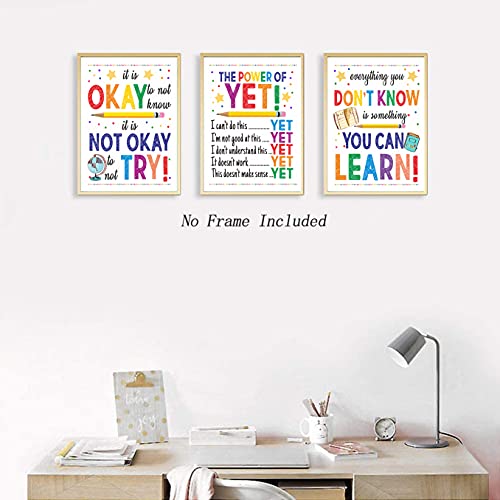 Image of Growth Mindset Wall Art ,Motivational Wall Art, Inspirational Quotes Art Painting,Motivational Phrases Art Prints,School Office Classroom Teacher Decoration Art,Set of 4(8 inchX10 inch), No Frame.Classroom Poster, Classroom Decor.