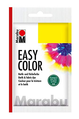 Marabu 17350022068 - Easy Color dunkelgrün, 25 g Batik- und Handfärbefarbe für Baumwolle, Leinen, Seide und Mischgewebe, handwaschbar bis 30°C, sehr gute Lichtechtheit, nicht kochecht