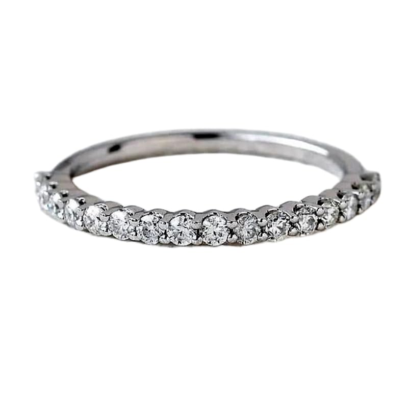 Alliance demi-éternité argent 925 bague pierre CZ incolore femme