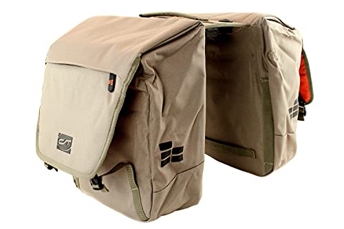Contec Fahrrad Tasche, Doppeltasche - Via.Tour Double RT - 32 Liter, mit vormontiertem Racktime Snap-it Adapter, wasserabweisend, Farbe Sand, E-Bike Cover