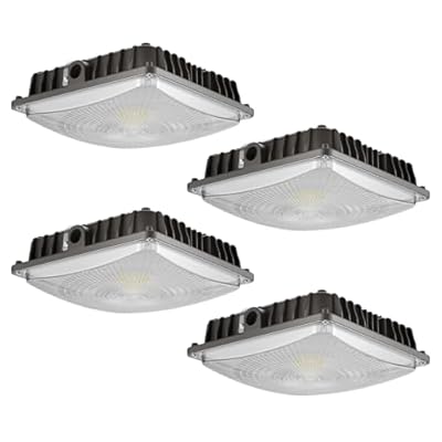 JC-LGL LED Canopy Lights, 60W, 8400LM, 5000K, 0-10V Dimmable, 120-277VAC, IP65 Waterproof, UL Listed, Commercial LED Canopy Lights Outdoor for Gas Station, Carport, Parking Garage, Warehouse, 4 Pack