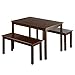 Zinus Juliet Espresso Wood Dining Table with Two Benches / 3 Piece Set