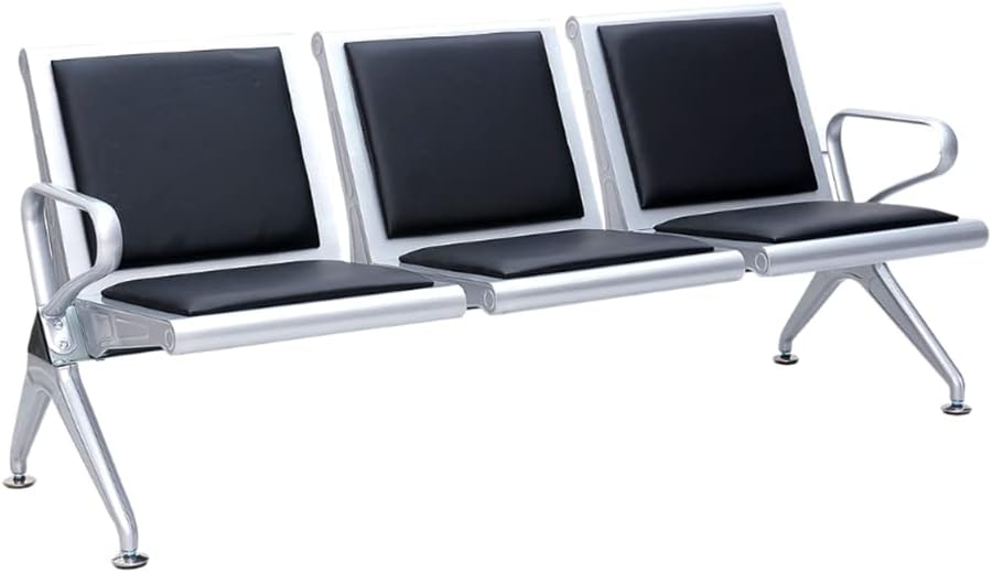 karnakMetal Bench With Cushion - Modern and Comfortable Bench With Cushioned Seating & Mesh Back 3 Seater