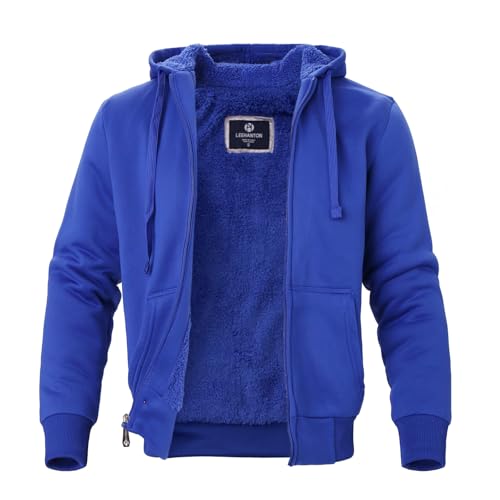 Image of LeeHanTon Sherpa Lined Hoodies for Men Heavyweight Full Zip Up Sweatshirt Thick Fleece Winter Warm Work Jackets Plus Size