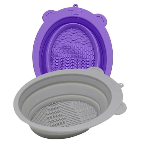 OATIPHO 2pcs Foldable Silicone Makeup Brush Cleaning Bowls for Sponges Tools Flexible Non-toxic Rinsing Pads for Quick Brush Cleansing Space-saving Beauty Tool Cleaner for Random Color