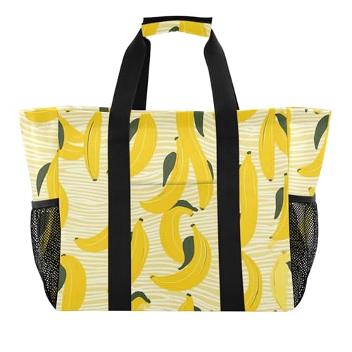 Sac de plage imperméable grand format à poches Yellow Bananas pour femme active